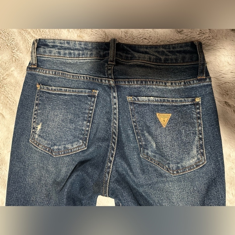 Guess Dark Blue Sexy Curve Distressed with Chains Jeans - Picture 12 of 16
